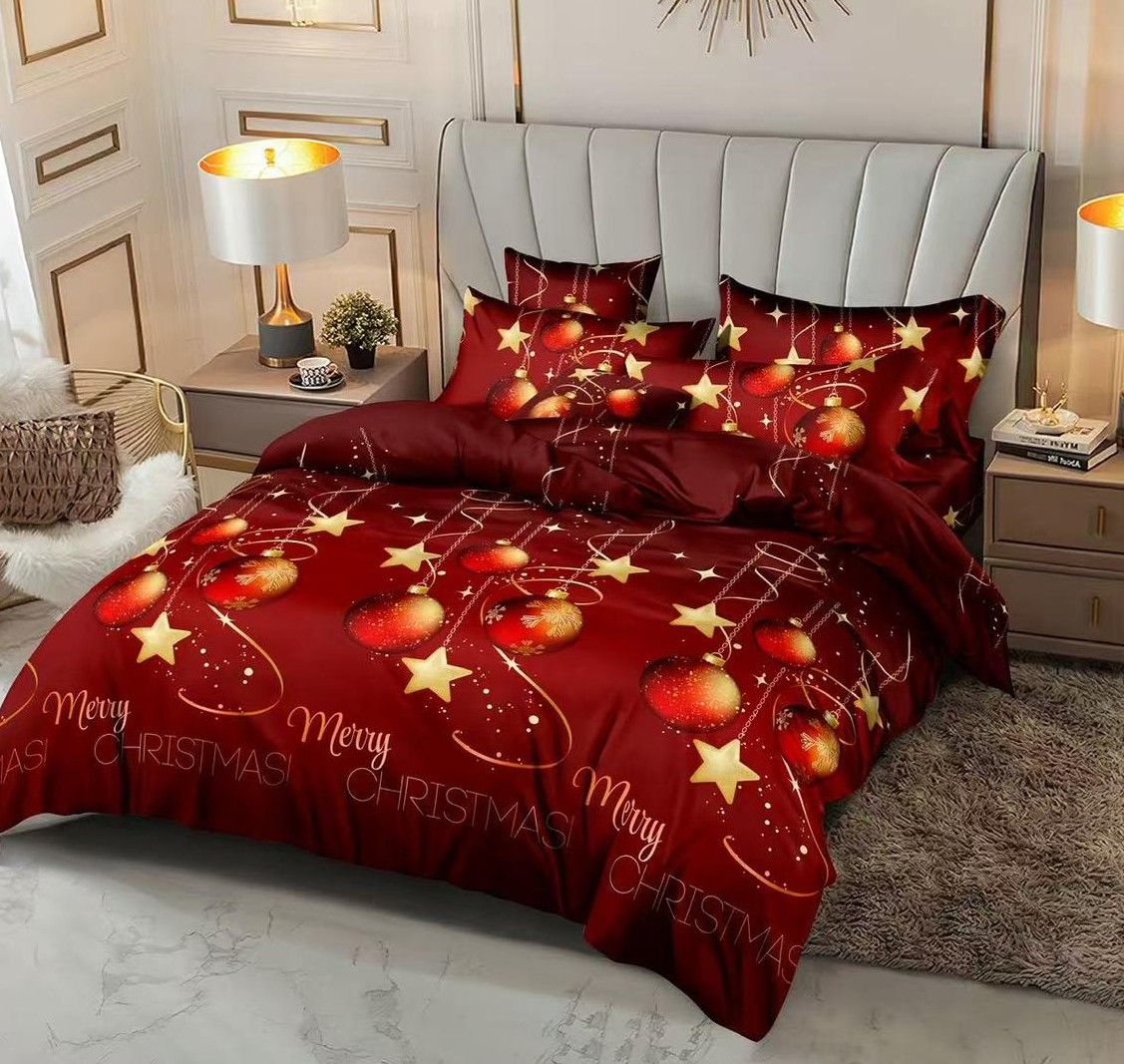 Lenjerie de pat Cocolino, Globuri [200x230cm, rosu, cu elastic]