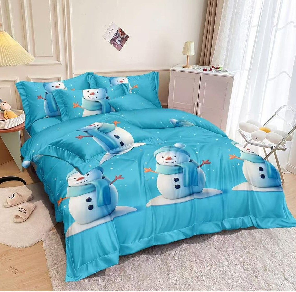 Lenjerie de pat Cocolino, Om Zapada [200x230cm, albastru-alb, cu elastic]