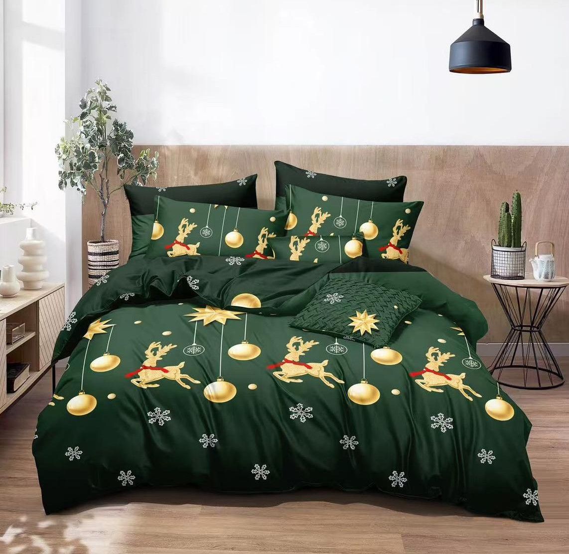 Lenjerie de pat Cocolino, Ren [200x230, verde, cu elastic]